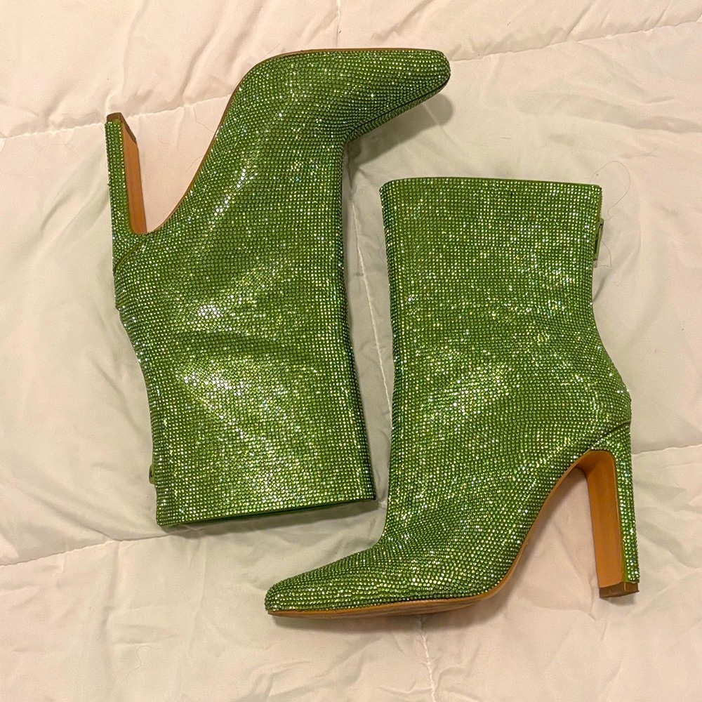 Green Glitter Ankle Boots
